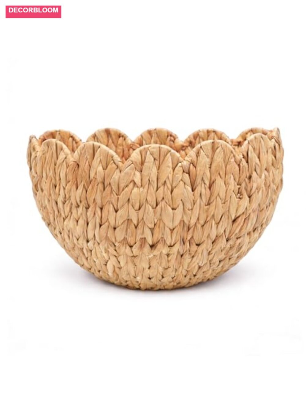 Handwoven Water Hyacinth Scalloped Wall Basket Organizer Planter